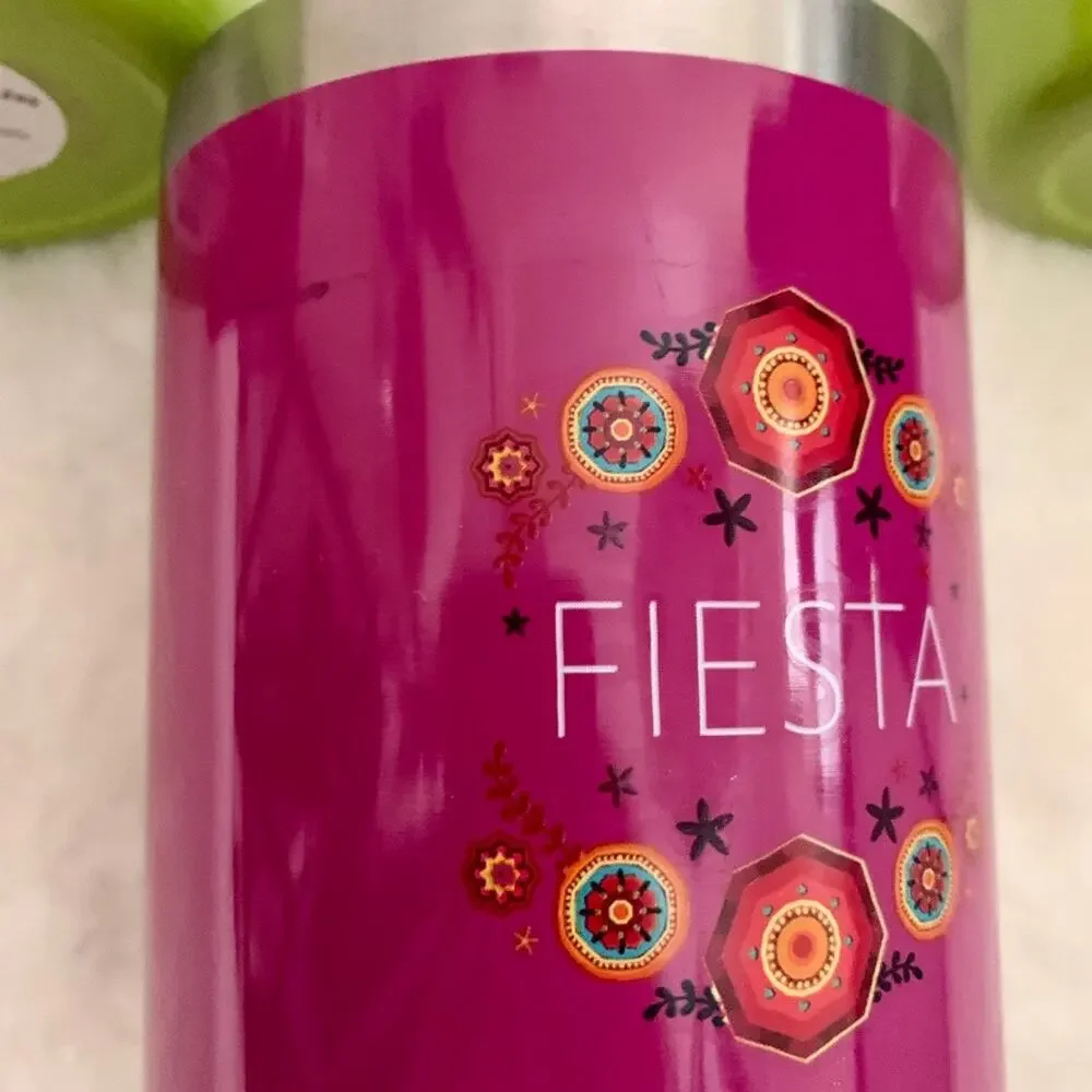 Party Fiesta Round Drink Serving Tray Set with 6 Metal Tumblers NEW